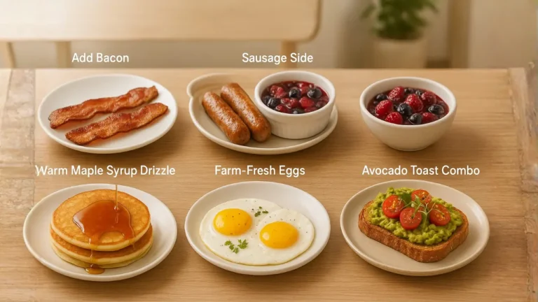 A table displaying four plates of food, highlighting a delicious serving of First Watch French toast.