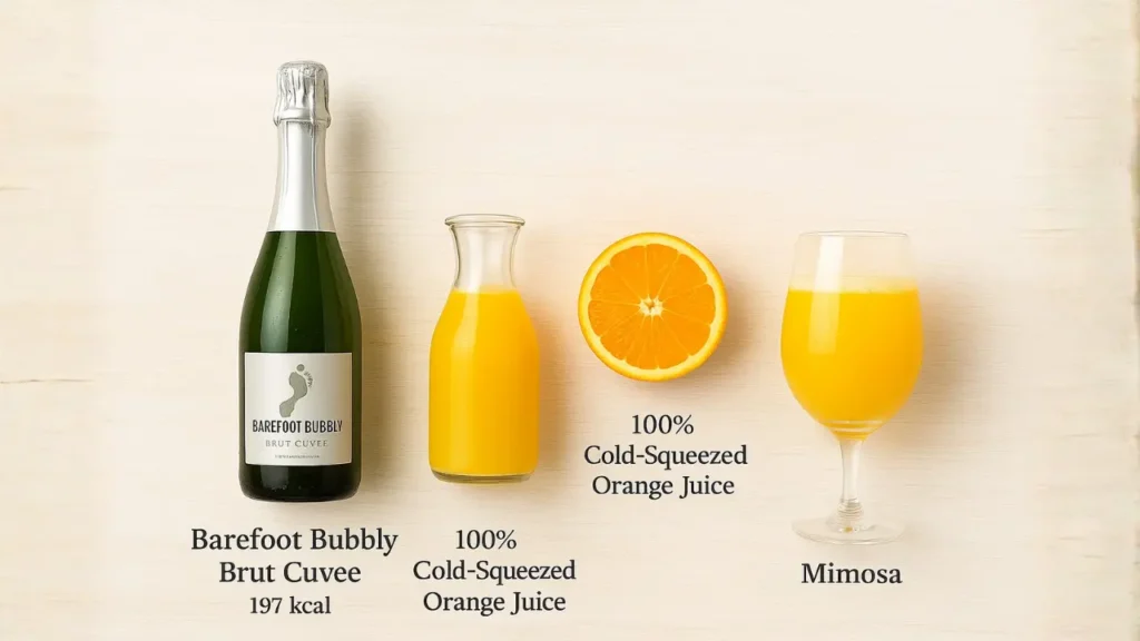 A bottle of 'First Watch Mimosa' champagne displayed elegantly, showcasing its festive appeal.