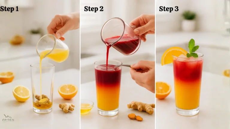 Step-by-step visuals for smoothie preparation, first featuring First Watch Morning Meditation video.