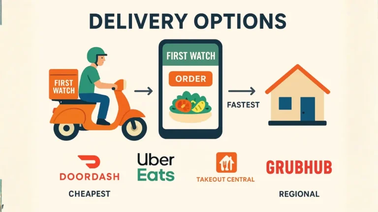 First Watch delivery options displayed, highlighting different choices for food delivery services.