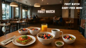 First Watch Dairy Free Menu showcasing a variety of dairy-free meal options available at the restaurant.