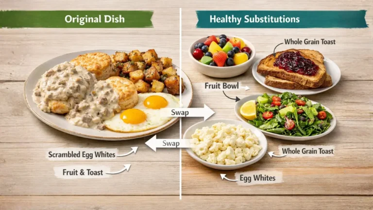 A plate of fresh turkey sausage gravy with eggs, showcasing First Watch's biscuits and gravy customization option.