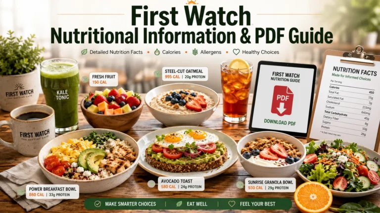 First Watch Nutrition Menu & PDF Guide 2026